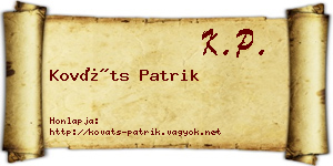 Kováts Patrik névjegykártya