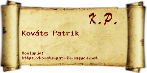 Kováts Patrik névjegykártya